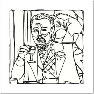 Leo Drinking Wine Meme Minimal Line Art Posters and Art